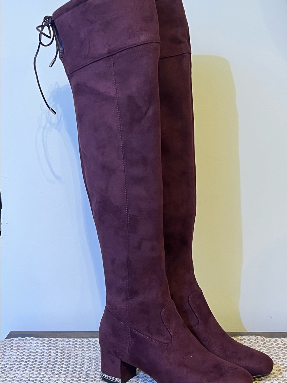 MICHAEL Michael Kors Jamie Damson Burgundy Suede Over the Knee Boots Sz 8